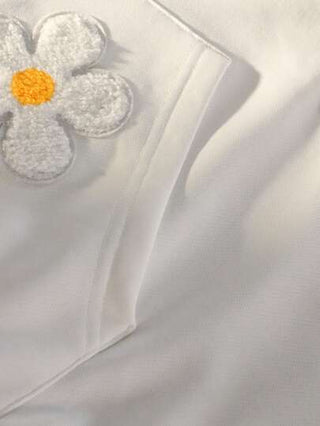 Manfinity Unisex بلوزة هودي كاجوال بأكمام طويلة بياقة مطرزة على شكل زهرة مناسبة للخريف/الشتاء، مناسبة للخروج ، لون أبيض ، هدية مناسبة للأصدقاء والأزواج والأصدقاء الذكور