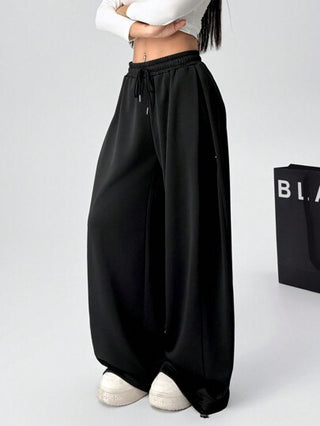 EZwear بنطلون قطني واسع للنساء بخصر ربطة للخريف