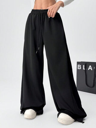 EZwear بنطلون قطني واسع للنساء بخصر ربطة للخريف