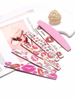 NailShine ملف أظافر قابل لإعادة الاستخدام بتصميم شفة بشكل هلال 100/180 مناسب لصالون الأظافر قابل للغسيل