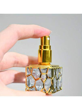 1 قطعة زجاجة عطر بسعة 10مل بشكل مربع، زجاج ذهبي لزيت العطر، زجاجة مضخة/بكرة، موزع أنيق محمول للعينات للعطور ومستحضرات التجميل