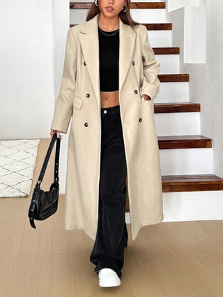 EZwear جاكيت نسائية سادة بأزرار أمامية وأكمام طويلة بياقة صغيرة وجيب زائف ذات تصميم بسيط