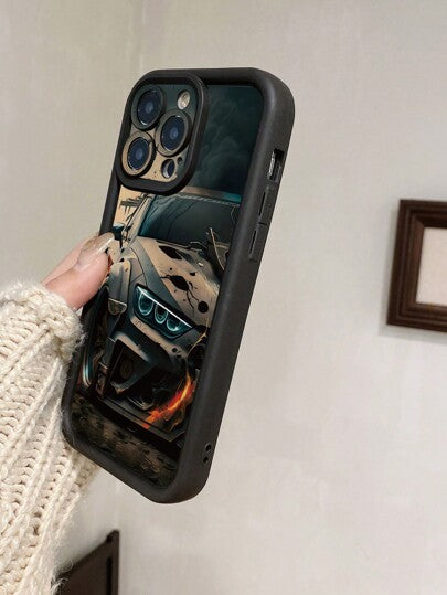 قضية هاتف بنمط سيارة مع تصميم فتحات دقيقة لحماية الكاميرا ، غطاء هاتف أسود ماص للصدمات متوافق مع: أبل 11 برو ماكس /12 برو ماكس /13 برو ماكس /14 برو ماكس /15 برو ماكس /16 بلس /16 برو ماكس ، سامسونج A55/A15/S24 أولترا ، شاومي ، أوبو/ريلمي ، فيفو ، إنفينيكس