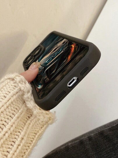 قضية هاتف بنمط سيارة مع تصميم فتحات دقيقة لحماية الكاميرا ، غطاء هاتف أسود ماص للصدمات متوافق مع: أبل 11 برو ماكس /12 برو ماكس /13 برو ماكس /14 برو ماكس /15 برو ماكس /16 بلس /16 برو ماكس ، سامسونج A55/A15/S24 أولترا ، شاومي ، أوبو/ريلمي ، فيفو ، إنفينيكس