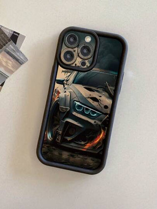 قضية هاتف بنمط سيارة مع تصميم فتحات دقيقة لحماية الكاميرا ، غطاء هاتف أسود ماص للصدمات متوافق مع: أبل 11 برو ماكس /12 برو ماكس /13 برو ماكس /14 برو ماكس /15 برو ماكس /16 بلس /16 برو ماكس ، سامسونج A55/A15/S24 أولترا ، شاومي ، أوبو/ريلمي ، فيفو ، إنفينيكس