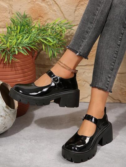 أحذية أوكسفورد حريمي أحذية نسائية مارى جين ذات كعب عالي سميك وحزام كاحل، طراز جوثيك لوليتا اوكسفورد كلاسيكية، مريحة للعمل والزفاف والزي المدرسي