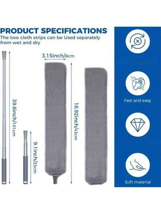 غسيل آلي ألياف فائقة النعومة لتنظيف أسفل السرير، يشمل 3 قطع قماش، فرشاة تنظيف للتشققات قابلة للتمديد، فرشاة غبار مرنة، مناسبة للأريكة والسرير وأسفل الأثاث، مستلزمات التنظيف، أدوات التنظيف (2 قطعة من القماش البديل بدون عصا تمديد، الرجاء الشراء بشكل منفصل)