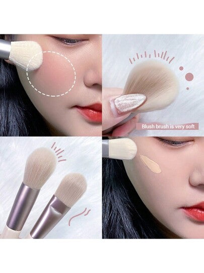 8 طقم من فرش المكياج المحمولة الصغيرة 8 قطع طقم فرشاة ظلال العيون وفرشاة بلاشر وفرشاة شفاة أدوات مكياج