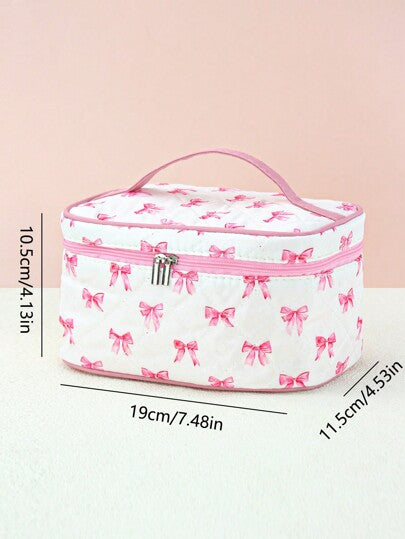 Marina Oliveira حقيبة مستحضرات تجميل، طبعة شريطية بنكيّة، فاشونية مطبوعة مقاومة للماء، محمولة باليد، منظم سفر مريح، عيد الحب