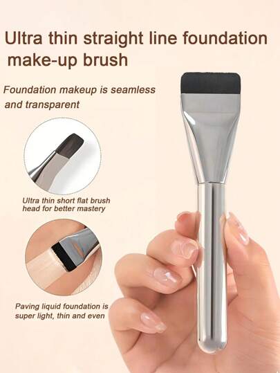 مجموعة فرشاة أساس رقيقة للغاية ووسادة كوشين هوائية سوداء للمكياج، فرشاة وجه ناعمة لتفنيد الوجه، فرشاة قناع مسطحة أدوات مكياج احترافية قابلة للاستخدام جاف ورطب لخلط أساس المكياج هدية عيد الميلاد لصديق، هدية لأفراد العائلة، هدية للصديقة، هدية للزملاء...