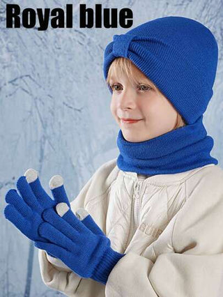 4 قطع طقم قبعة وقفازات وأوشحة للأطفال 3-8 سنوات، قبعات محبوكة للبنات والأطفال الصغار، قفازات بلا أصابع، طقم سخان الرقبة، بطانة صوفية