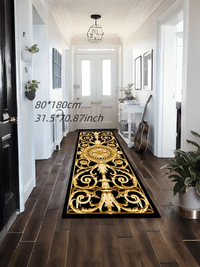 بساط ممر ديكوري فاخر من البوليستر - بساط ممر طويل إضافي، بساط أرضية مطبخ حديث، مانع للانزلاق، قابل للغسيل باليد، تصميم سميك عالي الجودة