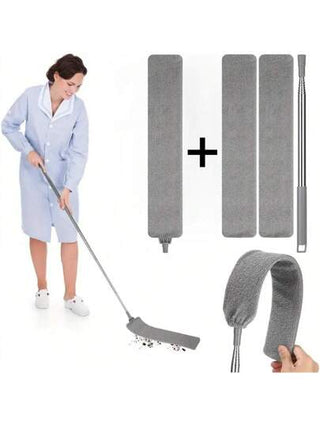 غسيل آلي ألياف فائقة النعومة لتنظيف أسفل السرير، يشمل 3 قطع قماش، فرشاة تنظيف للتشققات قابلة للتمديد، فرشاة غبار مرنة، مناسبة للأريكة والسرير وأسفل الأثاث، مستلزمات التنظيف، أدوات التنظيف (2 قطعة من القماش البديل بدون عصا تمديد، الرجاء الشراء بشكل منفصل)