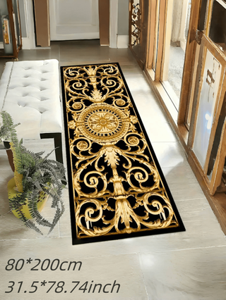 بساط ممر ديكوري فاخر من البوليستر - بساط ممر طويل إضافي، بساط أرضية مطبخ حديث، مانع للانزلاق، قابل للغسيل باليد، تصميم سميك عالي الجودة