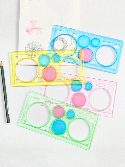 أدوات مكتبية ومدرسية 1 قطعة/4 قطع لوحة رسم بالأشكال الحلزونية بألوان عشوائية ، مسطرة متعددة الوظائف مع مقياس ، لعبة حرفية إبداعية ، لعبة ممتعة ، لوازم مدرسية ، العودة إلى المدرسة