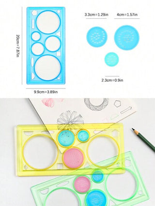 أدوات مكتبية ومدرسية 1 قطعة/4 قطع لوحة رسم بالأشكال الحلزونية بألوان عشوائية ، مسطرة متعددة الوظائف مع مقياس ، لعبة حرفية إبداعية ، لعبة ممتعة ، لوازم مدرسية ، العودة إلى المدرسة
