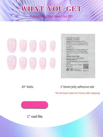 24 قطعة أظافر شائعة للأنامل البيضاء البيضاوية قصيرة سهلة الطراز، تركيب بدون عناء على الأظافر الطبيعية، مجموعة أظافر اكريليكية زائفة، تحتوي على 1 علبة صمغ جيلي و 1 ملف أظافر، أظافر فرنسية للنساء والفتيات للعمل اليومي وأيام الأعياد والحفلات