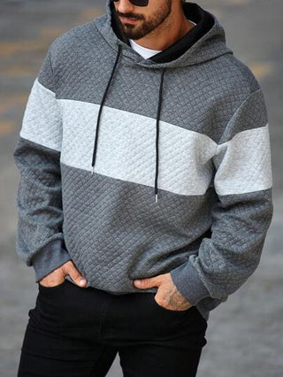 Manfinity Homme بلوزة كاجوال للرجال إضافية الحجم بلون متباين مع قلنسوة