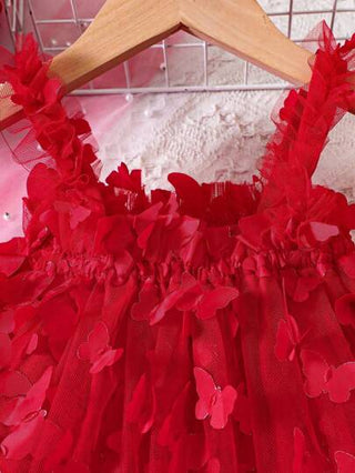 فساتين بيبي فستان كامي فراشة مزين شبكي شامل للبنات الاطفال