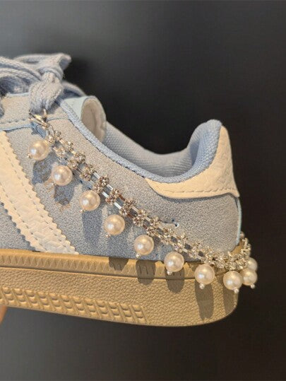 1 وحدة سلسلة كعب مرصعة بالخرز الأنيق والراينستون الجديدة للباليه، سلسلة الحذاء فاخرة مزينة بزخارف الفراشة والنجوم اللامعة