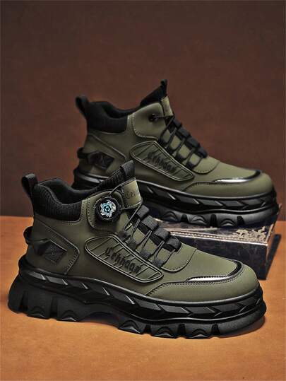 بوت كارجو رجالية مرتفعة الكاحل طراز بريطاني لموسم خريف/شتاء 2024، مزودة بنعل سميك مضاد للانزلاق وملائمة للتنزه والهايكنج في الخارج