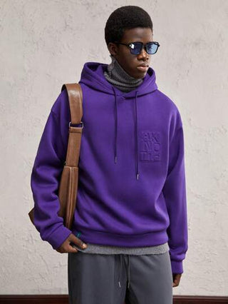AKNOTIC Business Casual هودي ضخم للرجال بطباعة حرفية باللون البنفسجي الداكن، ياقة هود، أكمام متدلية، سحاب، مناسب للارتداء اليومي والتنقل، مناسب للخريف والشتاء