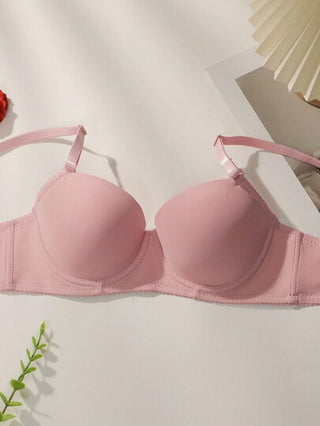 Shein Underwear&Sleepwear Basics ملابس داخلية للنساء طقم متكون من حمالة صدر باسلاك ولباس داخلي مثلث، بلون واحد، 4 مجموعات في عبوتين