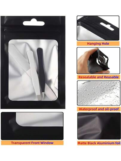50 قطعة أكياس ألمنيوم إعادة الغلق ، أكياس تغليف محكمة الإغلاق ذاتية، مانعة للماء ومانعة للرائحة من النايلون الألمنيوم ، لتخزين الأطعمة، الحلويات، المكسرات، أحمر الشفاه، الخرزات، تعبئة وعرض المجوهرات والأشغال اليدوية ولوازم صناعة الأظافر والرموش الصناعية ،