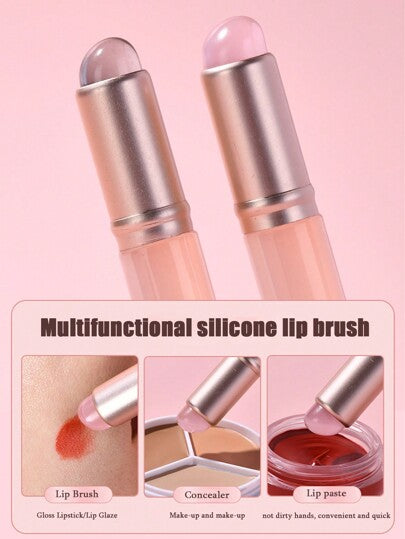 فرش شفايف سيليكون صغيرة مع غطاء، فرشاة أحمر شفاه، كريم أساس، بلسم شفاه، أدوات مكياج متنقلة مدمجة