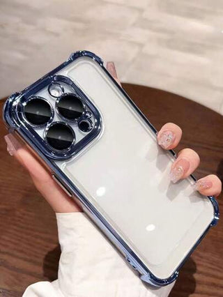 1 قطعة حافظة واقية شفافة مطلية كهربائيًا مع أركان مقاومة للسقوط متوافقة مع هواتف iPhone/11,15ProMax,14ProMax/Galaxy,SAM/Honor/Note13Pro/12C/13C/S23Ultra/S24Ultra