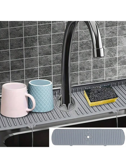 قاعدة سيليكون للحوض بمصرف تصريف، واقي رذاذ السيليكون لحنفية المطبخ، حصيرة سيليكون لتجميع مياه الحنفية، وسادة تصريف خلف الحنفية، وسادة تجفيف مطاطية، لحماية أسطح المطبخ والحمام، لوازم المطبخ، إكسسوارات الحمام، منظم المطبخ، ملحق المنزل للمطبخ والحمام