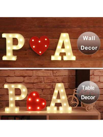 1 قطعة حرف إضاءة كلاسيكي LED، بلاستيك أبيض أحرف إنجليزية كبيرة تعمل ببطاريات LED (البطاريات غير مضمنة) مصباح ديكور المكتب، يمكن تعليقه أو وضعه على الطاولة، حجم الحرف A 6.29 * 1.77 بوصة / 16 * 4.5 سم، DIY دمج الكلمات مثل MARRYMR ، HAPPYBIRTHDAY ، LOVE ، ME