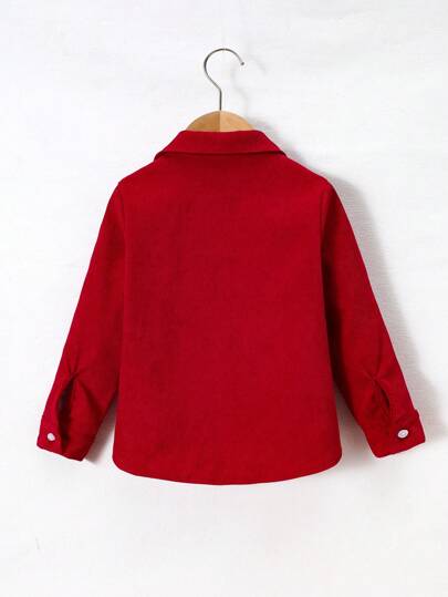 SHEIN قميص كاجوال يومي مطرز بالديناصور للأولاد، أزرار أمامية، خريف