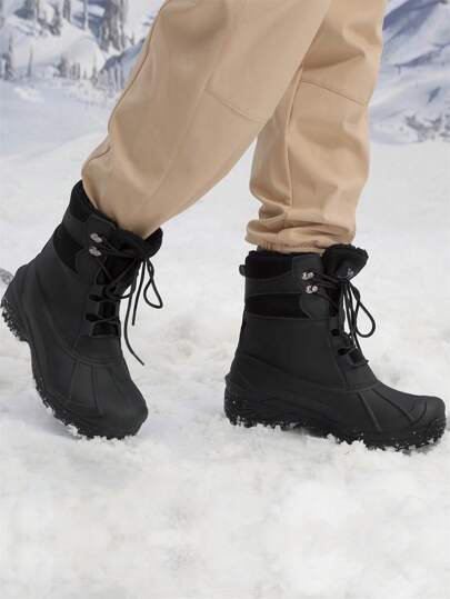 CAMEL CROWN بوت شتوية مقاومة للماء للرجال، للمشي لمسافات طويلة، بلاعب فرو مبطن، خفيفة الوزن، بوت طويلة للخارج