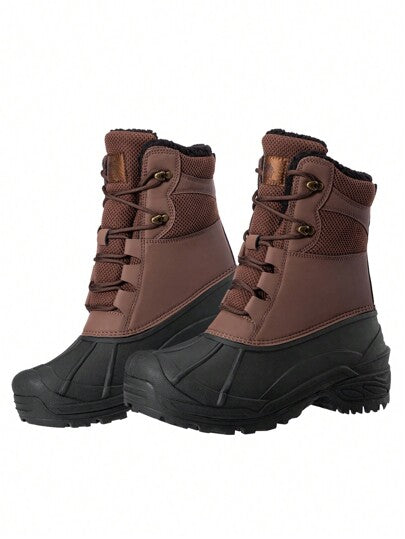 CAMEL CROWN بوت شتوية للتزلج على الثلج للرجال مقاومة للماء معزولة بفرو خفيفة الوزن للخارج