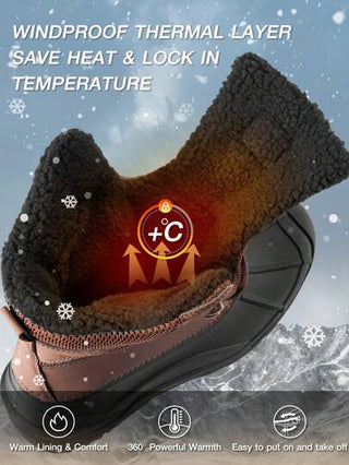CAMEL CROWN بوت شتوية للتزلج على الثلج للرجال مقاومة للماء معزولة بفرو خفيفة الوزن للخارج