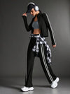 Streetz SHEIN Sport ملابس رياضية ورياضة اليوجا للنساء، طقم ملابس رياضة المشي والأنشطة الخارجية، طقم ملابس تدريب للنساء، طقم سترة وبنطلون رياضي للنساء