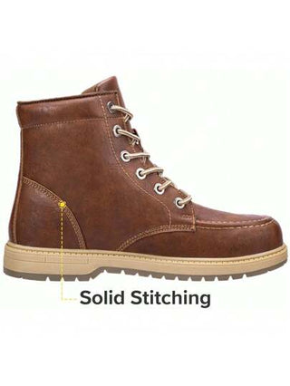 CAMEL CROWN بوت عمل للرجال, بطانة ناعمة, وأسفل مطاطي مانع للانزلاق, جلد مريح, ماركة جودريير مقاوم للماء, تصميم بوت مقاومة