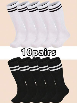 10 أزواج من الجوارب الرياضية العالية للأطفال والرضع ذات الخطوط لكرة القدم، للأولاد والبنات ،جوارب أنبوبية طويلة