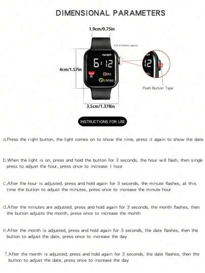 ساعة رياضية إلكترونية LED كاجوال TPU بتصميم قلب مناسبة للأطفال/الشباب والطلاب، مناسبة للاستخدام اليومي قطعة واحدة