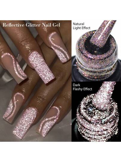 4 زهرة لوتس 6 قطع/مجموعة لاك جل أظافر لامع وعاكس ، 7مل جل أظافر براق ولامع من نوع ال- UV LED جل لاصق نصف دائم ، لعمل المناكير المنزلية وتزيين الأظافر في صالونات العناية بالأظافر