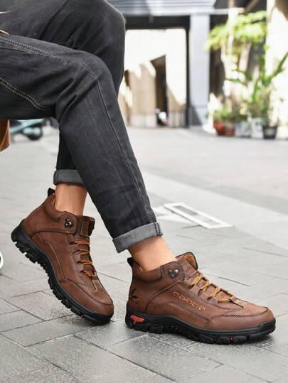 Salkin بوت رياضية كاجوال عالية للرجال، بسيطة باللون الخاكي بأربطة، طرف دائري وكعب سميك، لارتداء مريح وسهل، وحماية من الانزلاق، مناسبة للحياة اليومية والمكتبية والتنزه والقيادة، مقاسات كبيرة 45 46 47 48