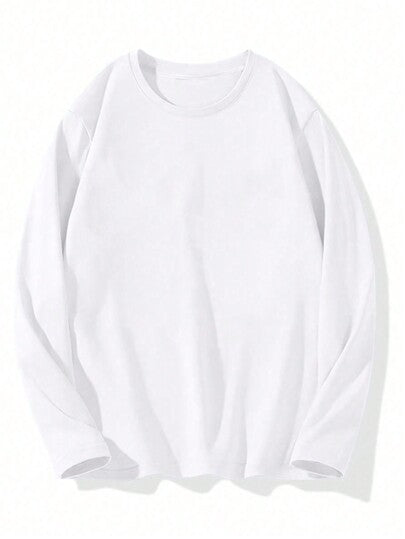 تي شيرت كاجوال بياقة طاقم وأكمام طويلة، للرجال، للربيع والصيف