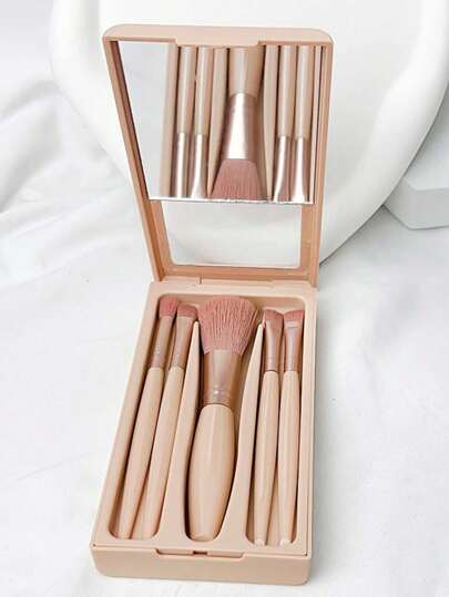 مجموعة فرش مستحضرات تجميل محمولة بألوان البشرة مع مرايا، بطباعة حرف من أ إلى ي وأزهار، فرش ماكياج ذات شعيرات ناعمة، فرش ماكياج محمولة مع علب مرآة، أقلام تجميل متعددة الوظائف، فرش أساس المكياج، فرش ظلال العيون، أدوات تجميل للمبتدئين، فرشاة خلط منظم...