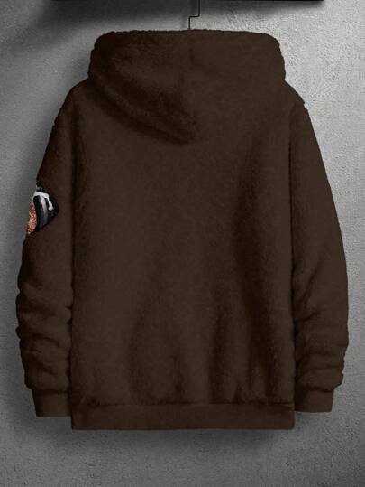 Manfinity Homme هودي طباعة الدب طويل الأكمام كاجوال للرجال، للارتداء اليومي