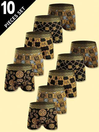 10 قطعة/مجموعة ملابس داخلية رجالية كاجوال ، سراويل داخلية رياضية مرنة ومتنفسة ،ملابس منزلية ناعمة وراحة