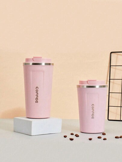 1 قطعة/380مل/510مل كوب قهوة معاد استخدامه من الفولاذ المقاوم للصدأ، كوب سفر محمول، كوب معزول محكم الإغلاق للمشروبات الباردة/الساخنة، مناسب للمكتب والسيارة