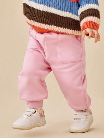 mini bala بنطلون ملائم للأطفال الرضع مبطن بطبقات دافئة من مجموعة شتاء 2024