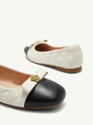 CUCCOO CHICEST أحذية نسائية مريحة مسطحة بتصميم زهور والأقمشة اللاصقة في اللون الأساسي