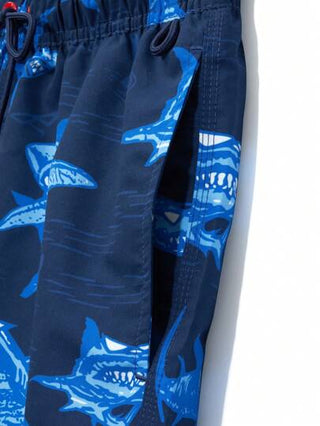 Manfinity Swimmode شورتات كاجوال رجالية بطبعات كاملة مزودة بربطة أمامية للشاطئ